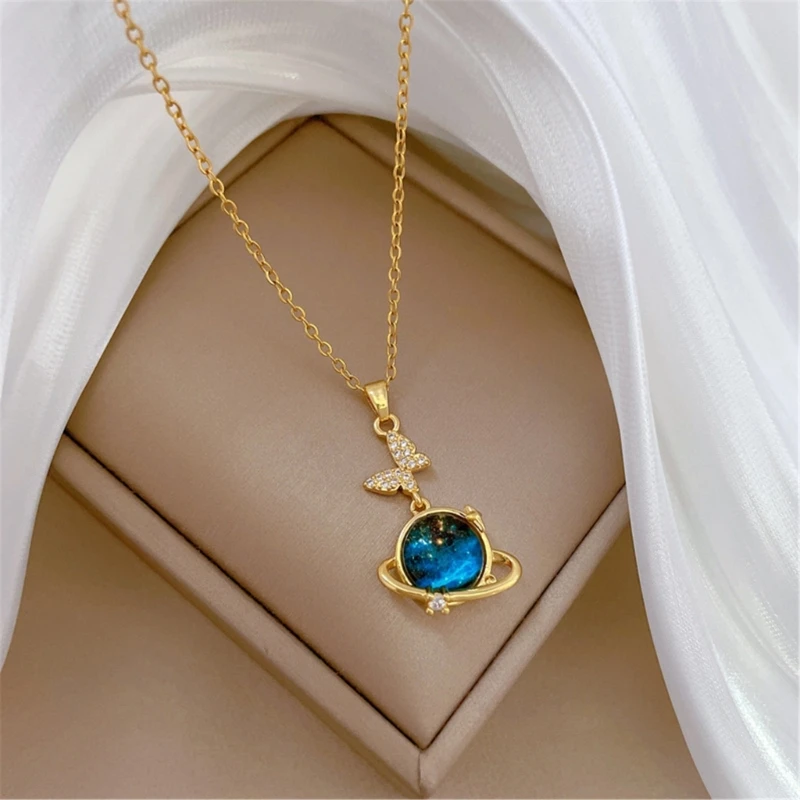 Exquisite Starry Planet Pendan Necklace Choker Dreamy Clavicle Chain Necklace