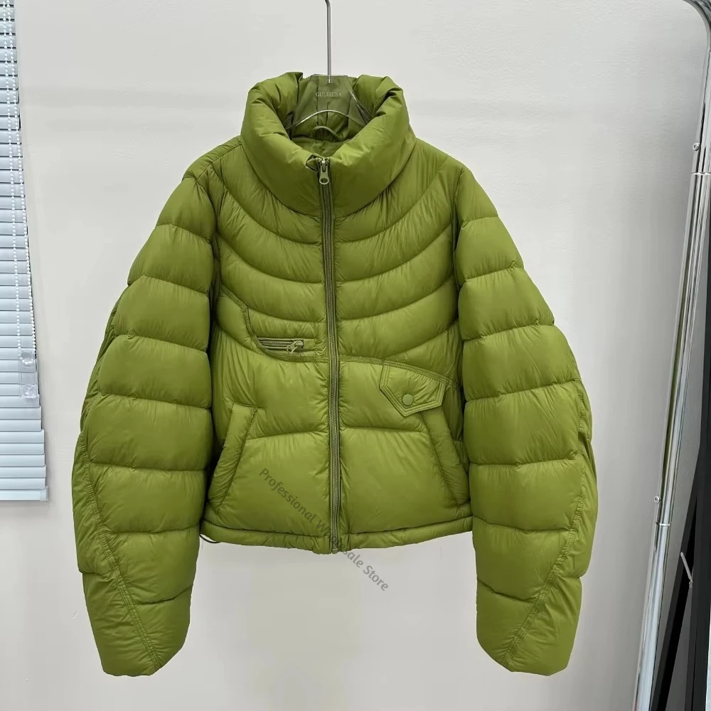 Women Outerwear with Stand Collar Down Jacket Urban Style Commuting Wear Winter Women's Cropped Puffer Jacket for Cold Climate