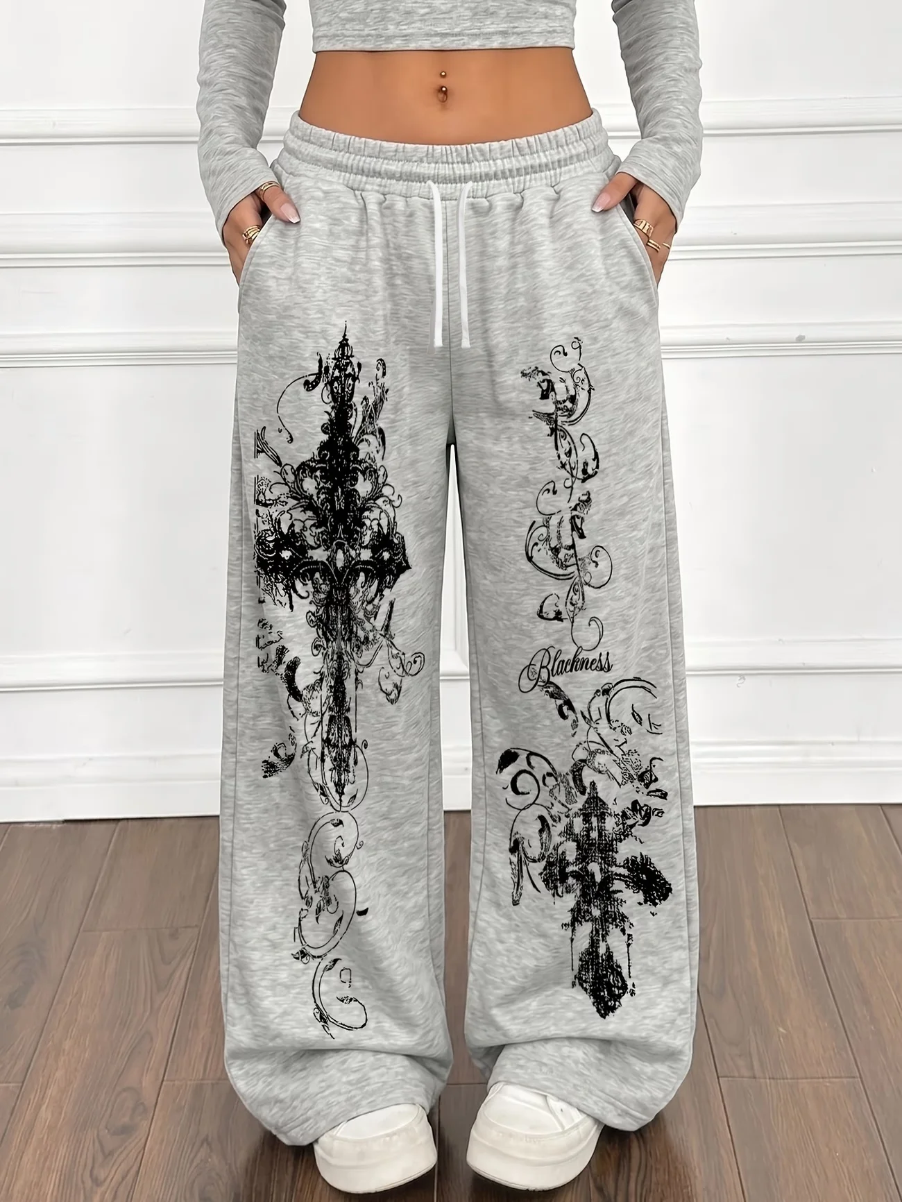 2026 Trendy Y2K Gothic Thorn Printed Pants Men's and Women's Running Pants Retro Rock Straight Pants Fashion Street Casual Pants