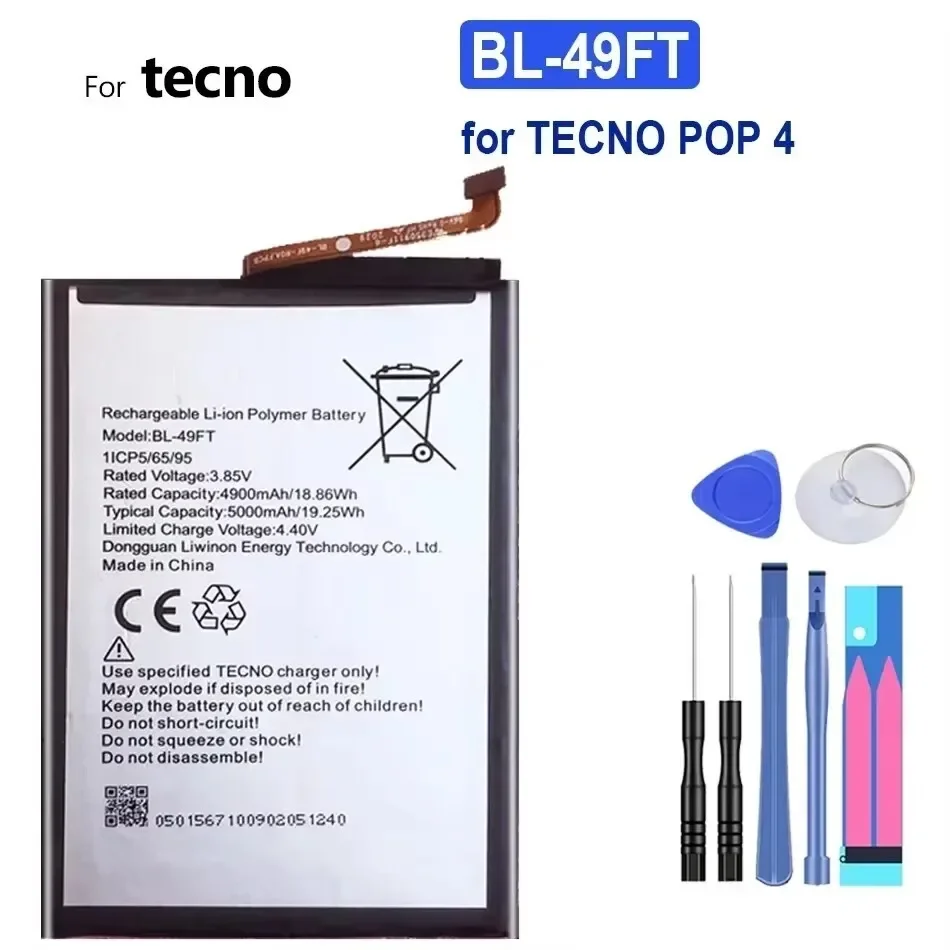 

Аккумулятор для мобильного телефона BL-49FT 5000 мАч для TECNO POP 4 POP4 Camon 15 CD6 (CD6j) BL49FT BL 49FT 49 футов Аккумуляторы для мобильных телефонов Bateria