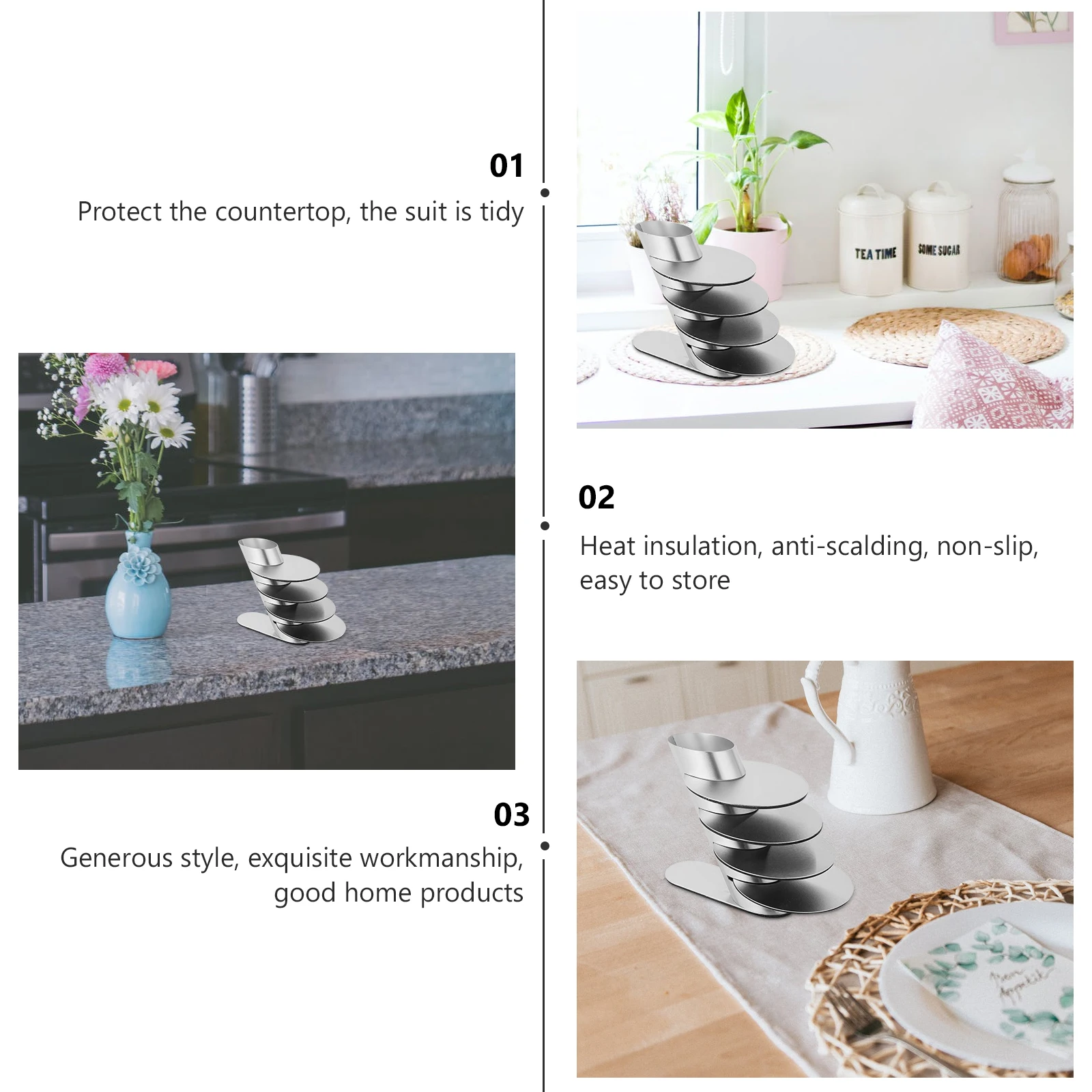

Stainless Steel Coaster Heat Insulated Cup Pad Square Cushion Household Mat Table Protector Drink Glass Mug Tumbler