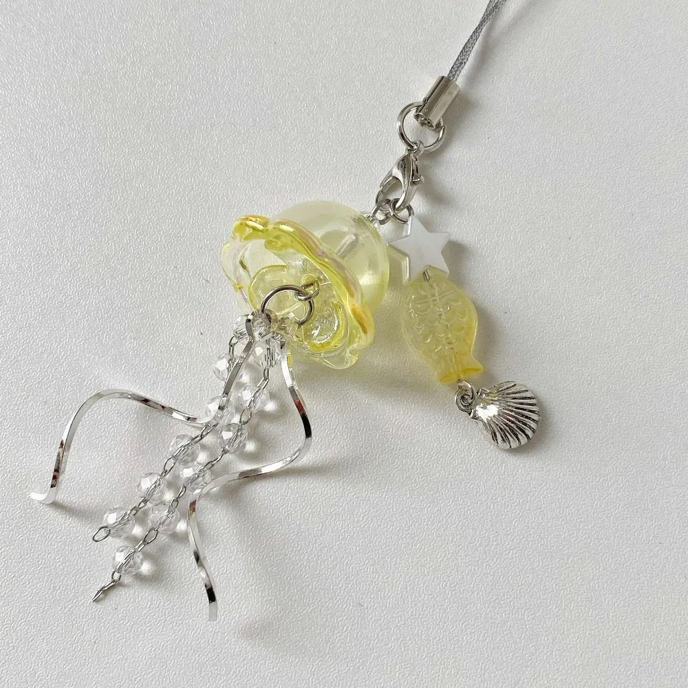 

Медуза Кисточка Y2K Медуза Мобильный брелок Корейская морская ракушка Рыба Медуза Подвеска из бисера Бусины Цепочка Рюкзак Брелок Сумка