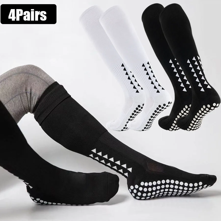 

4Pairs Knee High Long Grip Sport Socks Men Women NonSlip Football Basketball Rugby Soccer Running Athletic Exercise Socks​
