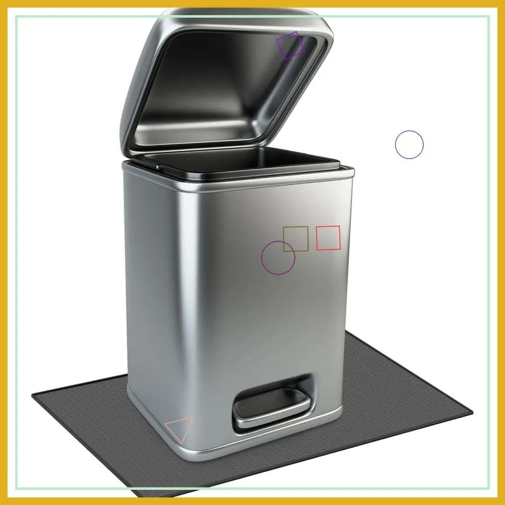 

Waterproof Non-Slip Trash Can Mat with Raised Edge, Silicone Rubber Tray for Kitchen Spill Protection (Black, 11.8" x 18.9")