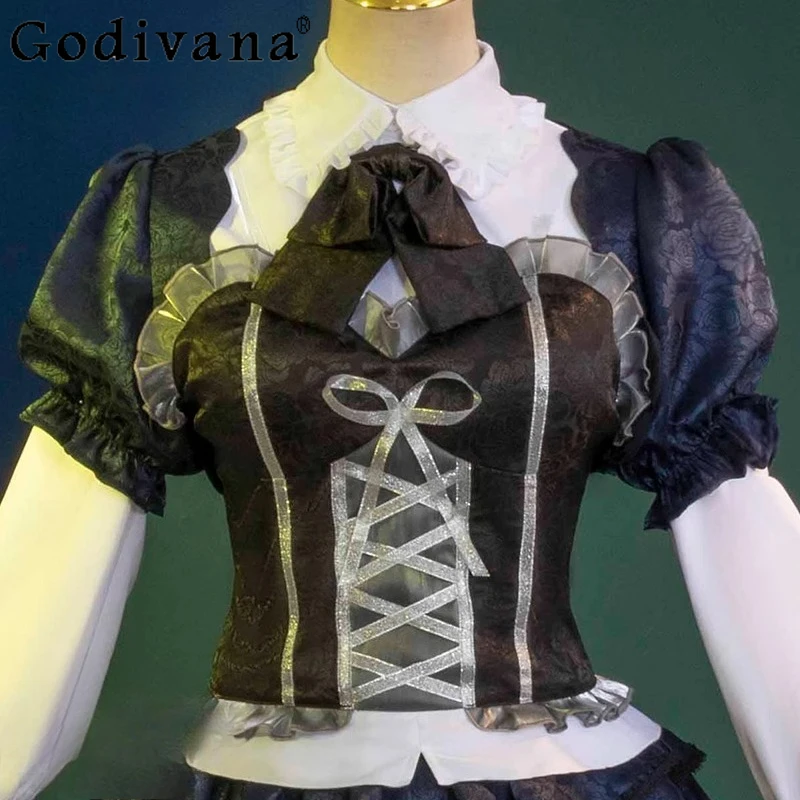 Set gonna Anime Party Love Takanashi Rikka Costume cosplay per donna Copricapo nero Costume gotico Abiti gonna Lolita