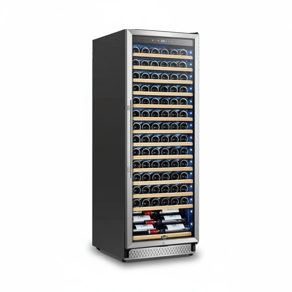 

Wine Cooler, 598 x 535 x 1650 mm Compressor Fridge, Built-in Large Capacity Wine Refrigerator, Stainless Steel Cellar