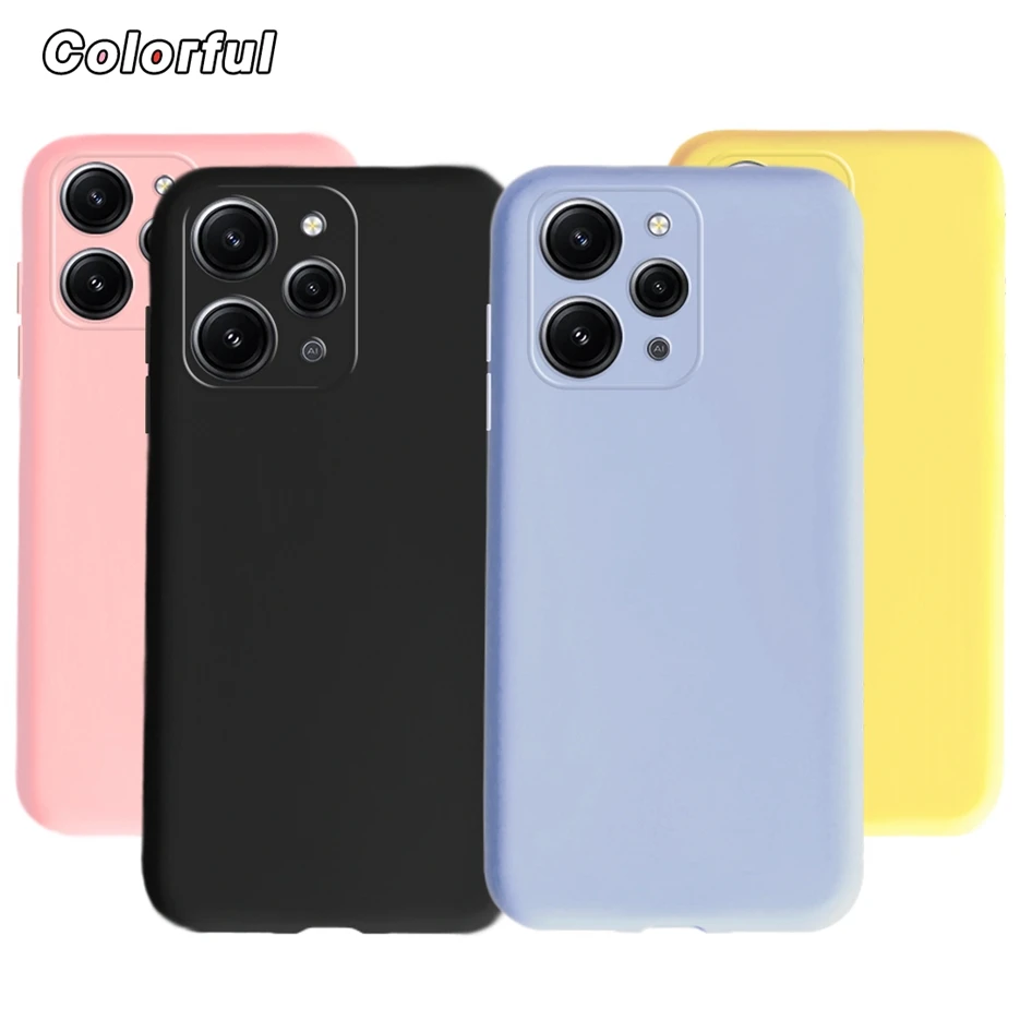 For Xiaomi Redmi 12 Case Cute Candy Color Shockproof Phone Case For Xiaomi Redmi 12 Redmi12 Back Cover Soft Silicone Fundas Capa