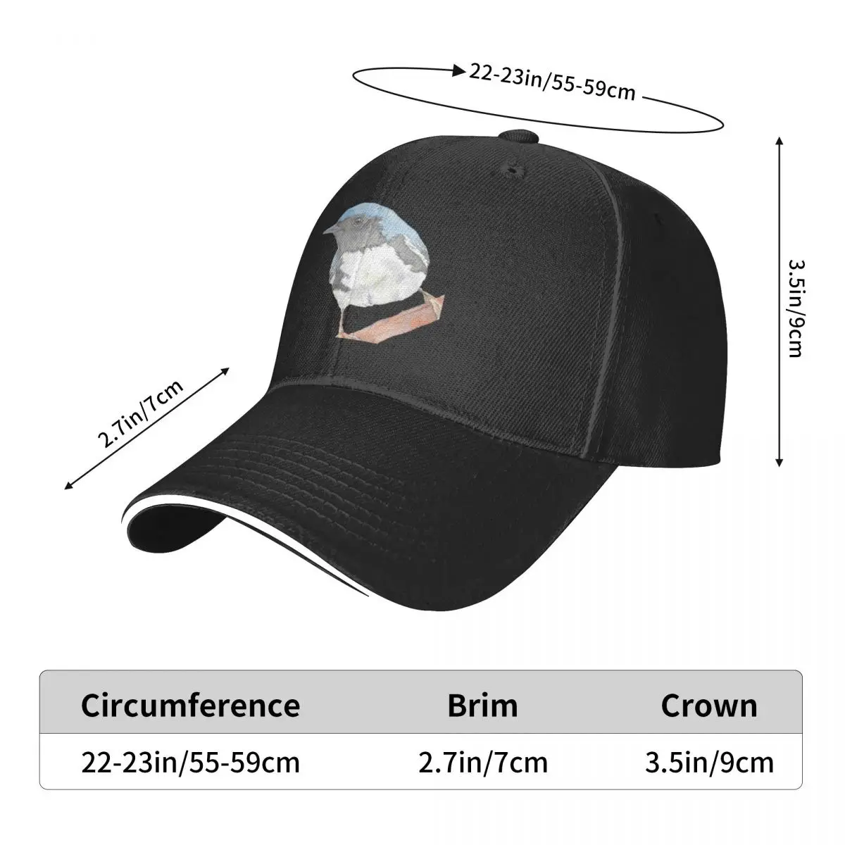 black-throated blue warbler passerine bird watercolor portrait Baseball Cap Golf Hat Brand Man cap Men Caps Women's