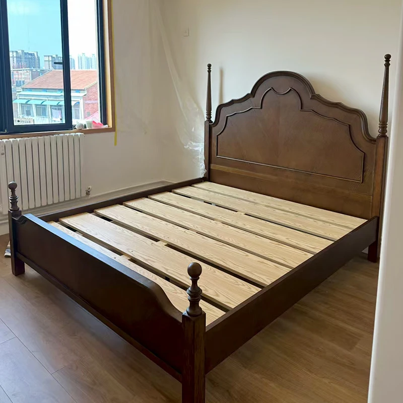 Double Queen Bed Roman Post Wedding Bed White Oak American Bed Full Solid Wood Method