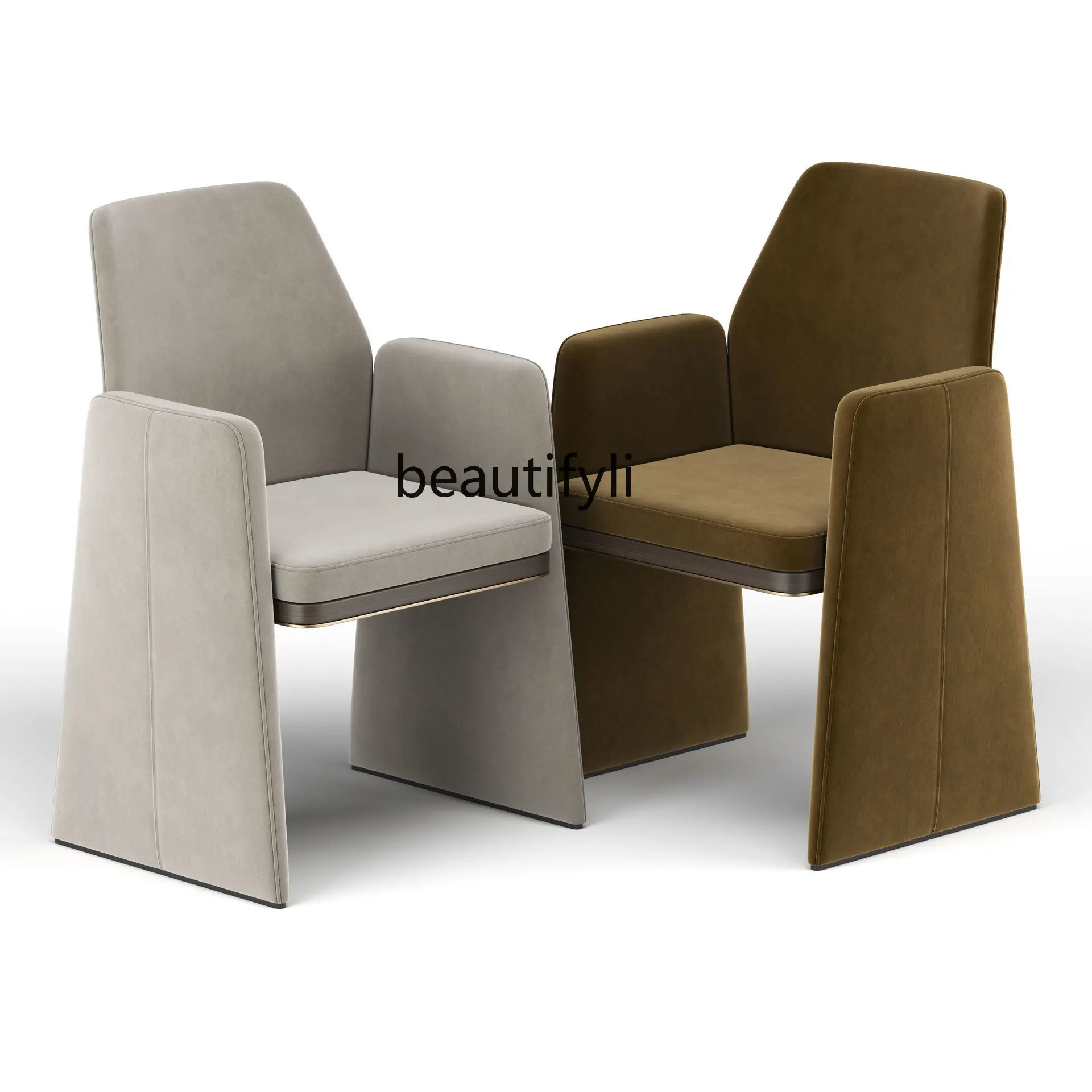 Hotel Lobby Negotiation Chair Restaurant Single Casual Dining Chair Living Room Solid Wood Fabric Armchair