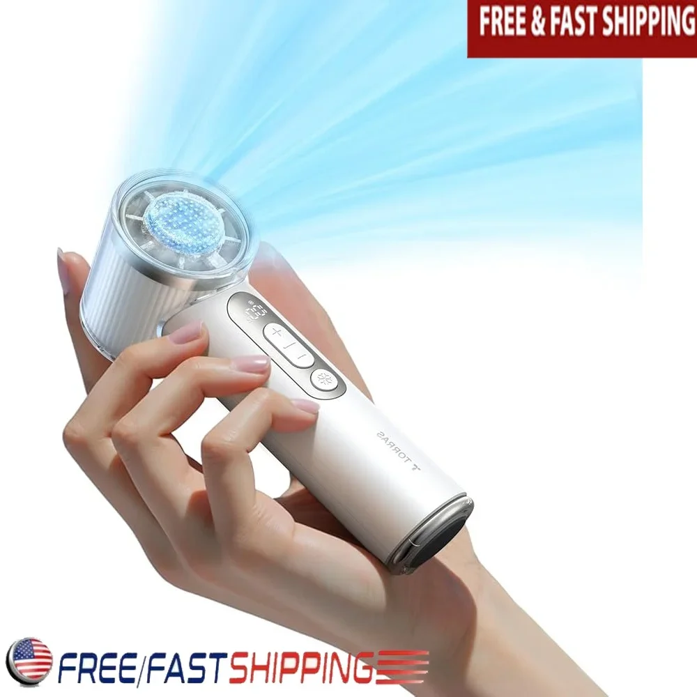 

Ручной вентилятор с охладителем льда, перезаряжаемый портативный мини-вентилятор емкостью 0–100 скоростей, аккумулятор 5000 мАч, мощный, легкий, наружное охлаждение