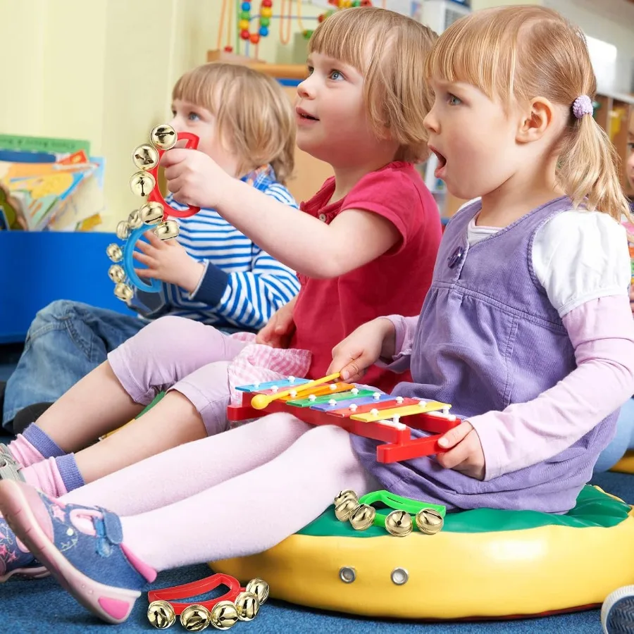 Yeshone 32 قطعة أجراس يدوية أجراس جلجل بالجملة العودة إلى اللوازم المدرسية صانعي الضوضاء الدف للبالغين الآلات الموسيقية Chur