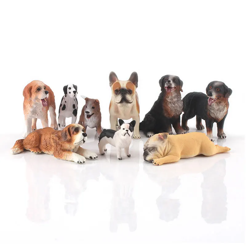 9pcs/set PVC Dog Action Figure French Bulldog Collie Great Dane Figurine Mini Ornament Cute Dogs Collection HG69