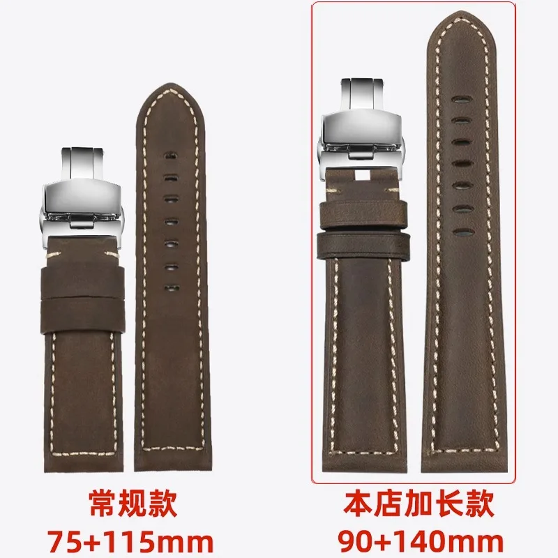 Retro frosted leather wristband bracelet For  men's PAM441 448 312 wristband 22mm 24mm wristband Lengthen Leather strap