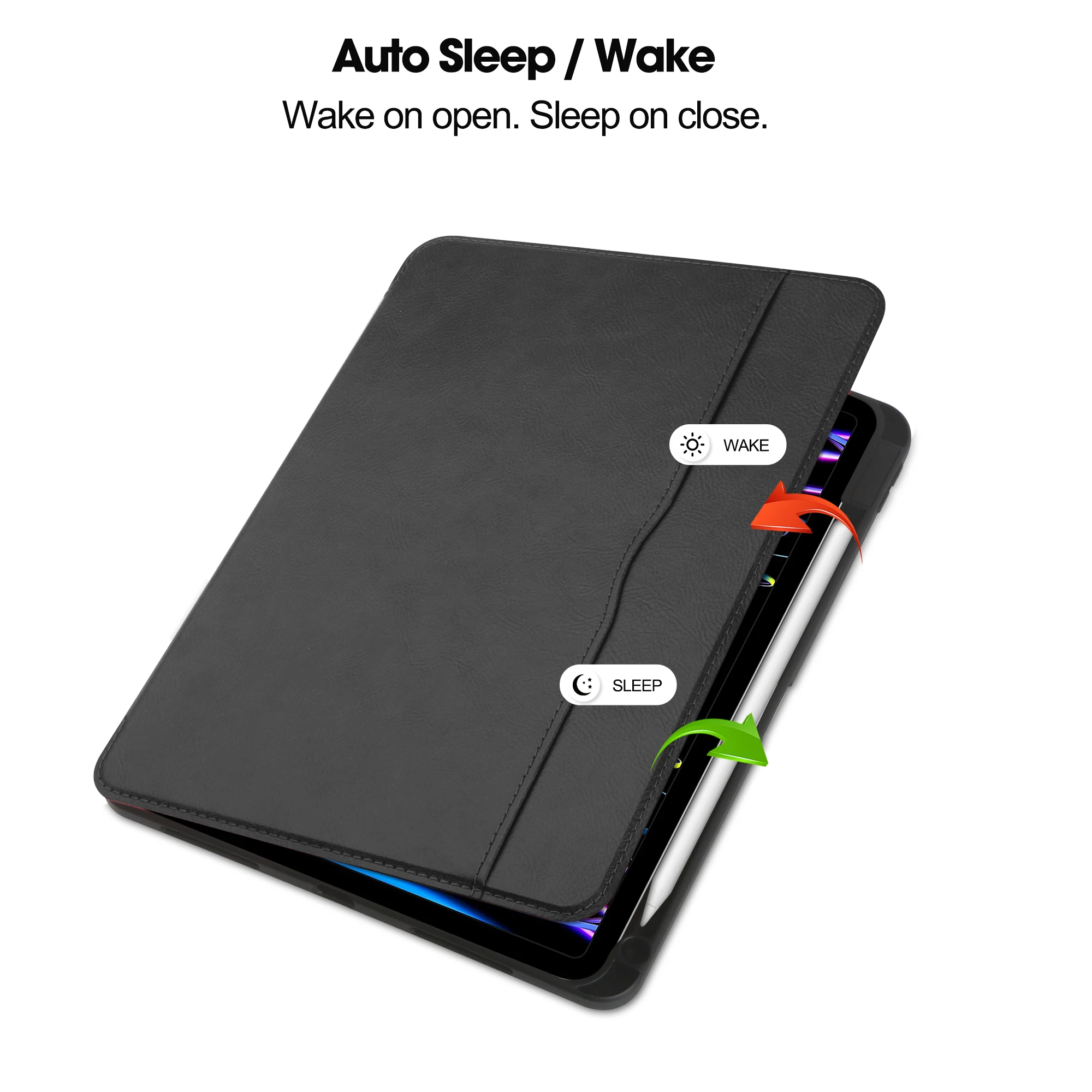 Smart Case For iPad Air 5 4 10.9 Pro 11 2018 2020 2021 2022 Stand Cover With Auto Sleep/Wake Function Pocket Luxury PU Leather