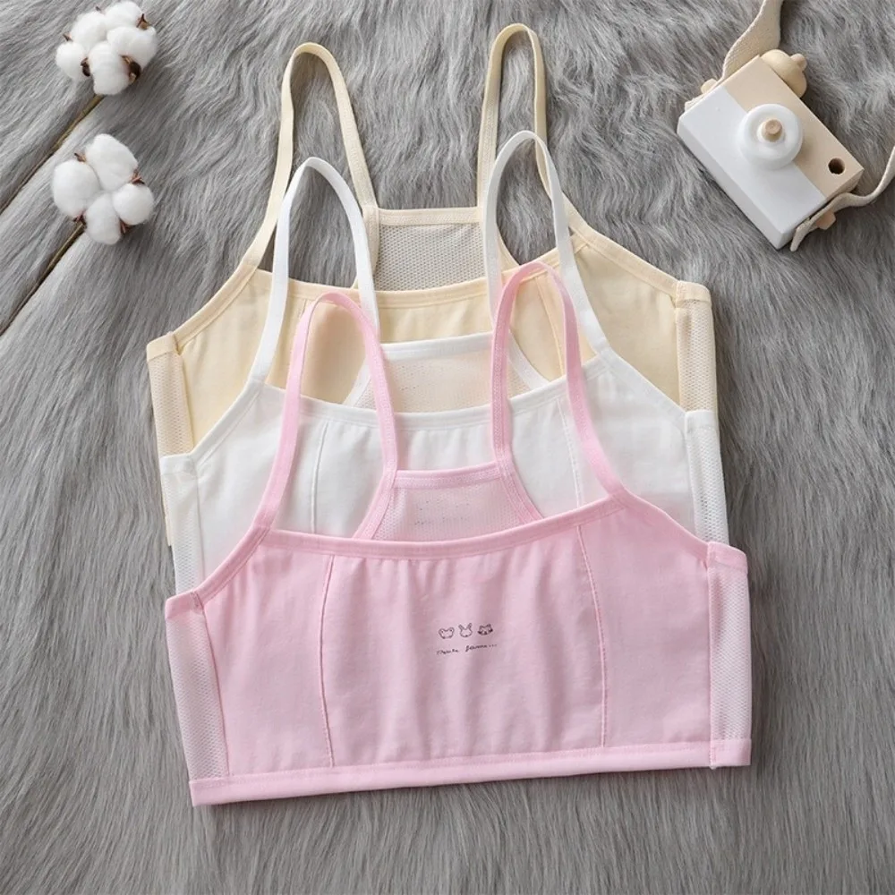 New Cotton Spandex Girls Training Bra Mesh Breathable Tween Training Bra Soft Girls Camisole Bra Children Underwear