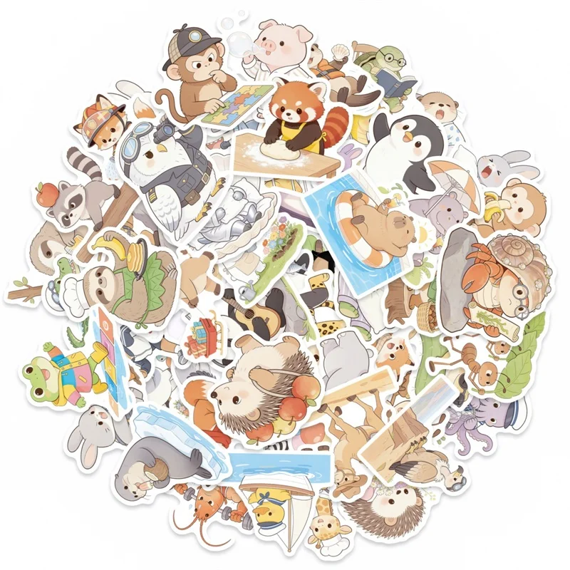 

10/30PCS Funny Animal Life PVC Adhesive Phone Sticker Aesthetic DIY Decoration Laptop Luggage Skateboard Graffiti Decals
