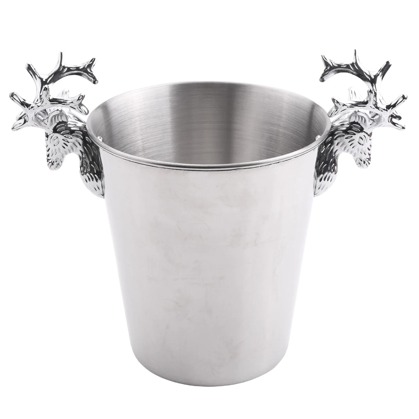 Stainless Steel Ice Buckets Deer Head Handle Insulated Ice Bucket Wine Buckets Champagne Bucket for Paties and Bar (S)