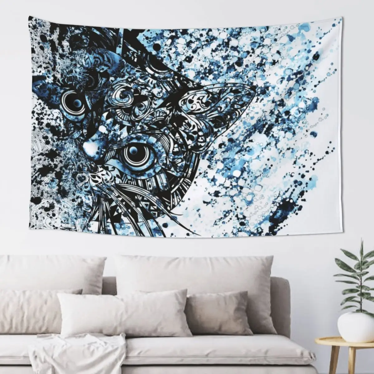 

cat mandala Pen Drawing Tapestry Bedrooms Decor Wallpaper Tapestry