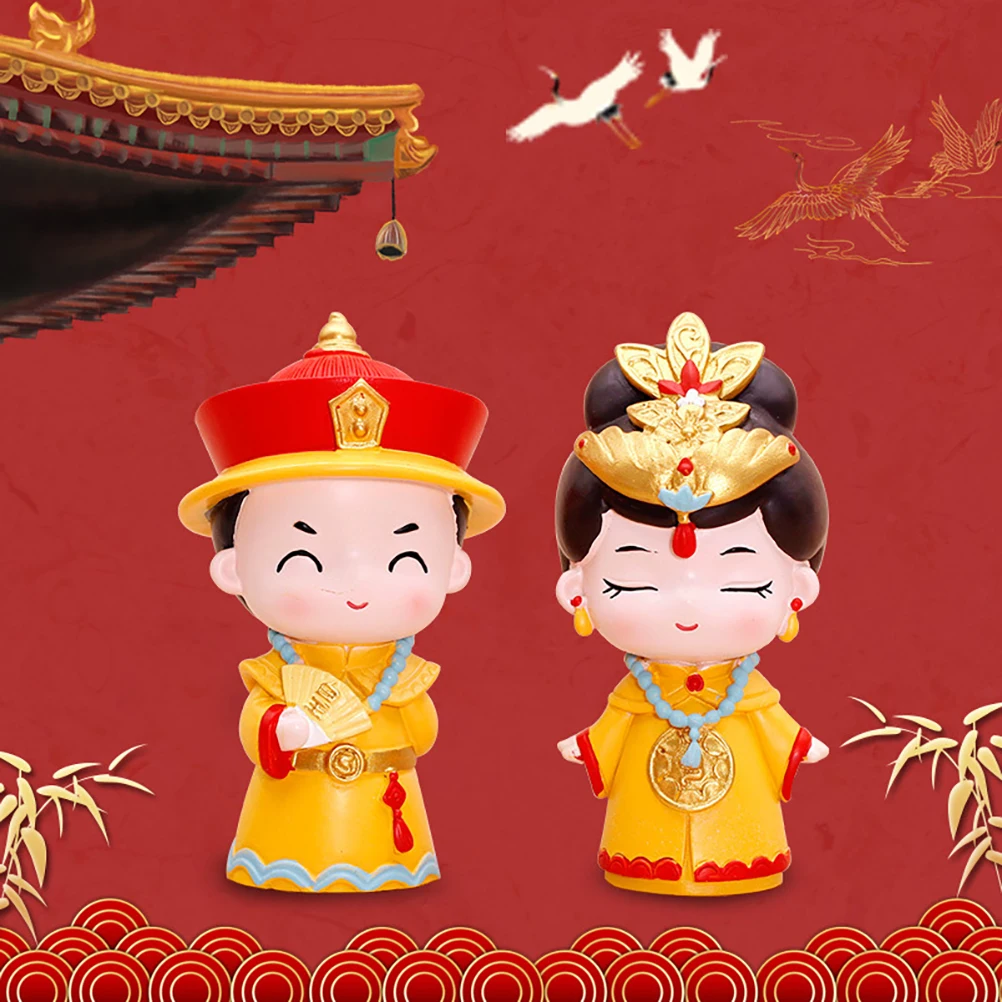 

2pcs Chinese Court Style Resin Cake Decorations Party Crafts Ornament Desktop Room Decoration Small Size For All