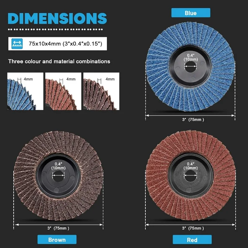 3pcs 75mm 3 Inch Flap Discs Abrasive Sanding Wheels for Angle Grinder Metal Wood Polishing Tools Accessories