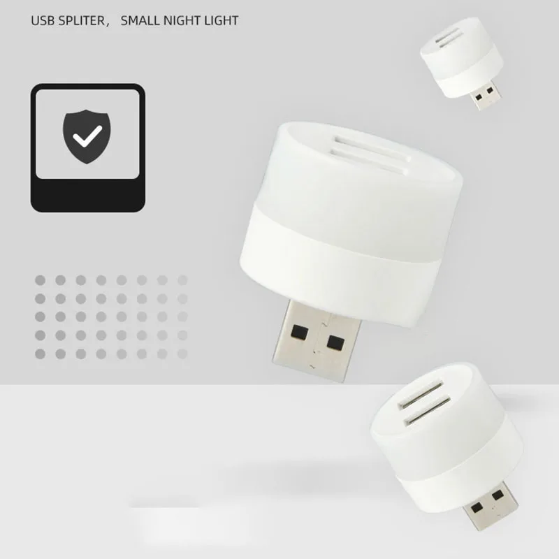 Mini 2 USB port Plug Lamp LED Night Light 5V 1W Super Bright Eye Protection Book reading for Computer Mobile Power Charging q1