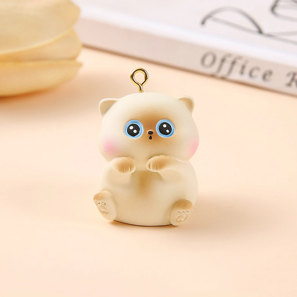 2PCS Cartoon resin animal charms simpatico gatto ciondolo per fare gioielli fai da te portachiavi zaino catene accessori