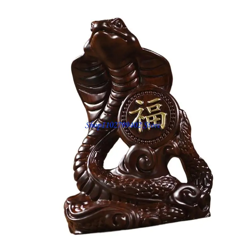 547F Chinese Twelve Zodiacs Snake Statue Wooden Snake Ornament Wealth Attraction Animals Sculpture Figurine