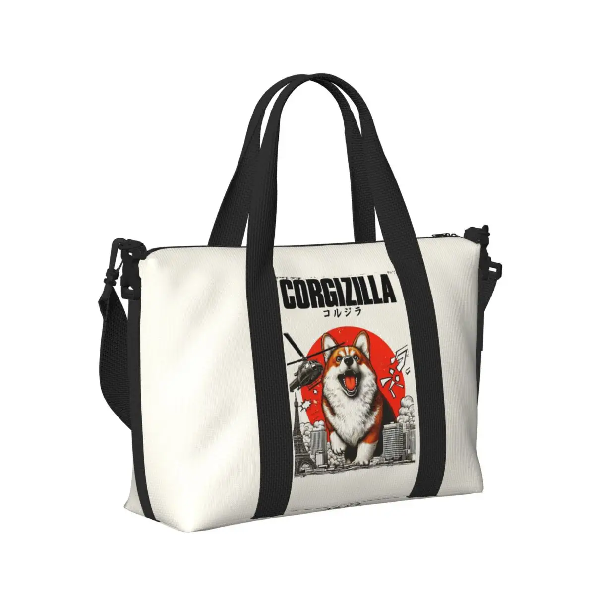 

Large Cute Corgi Puppy Pembroke Welsh Corgi Dog Beach Travel Bag Tote Bags for Gym Sport Women Shopping Duffle Shoulder Bag