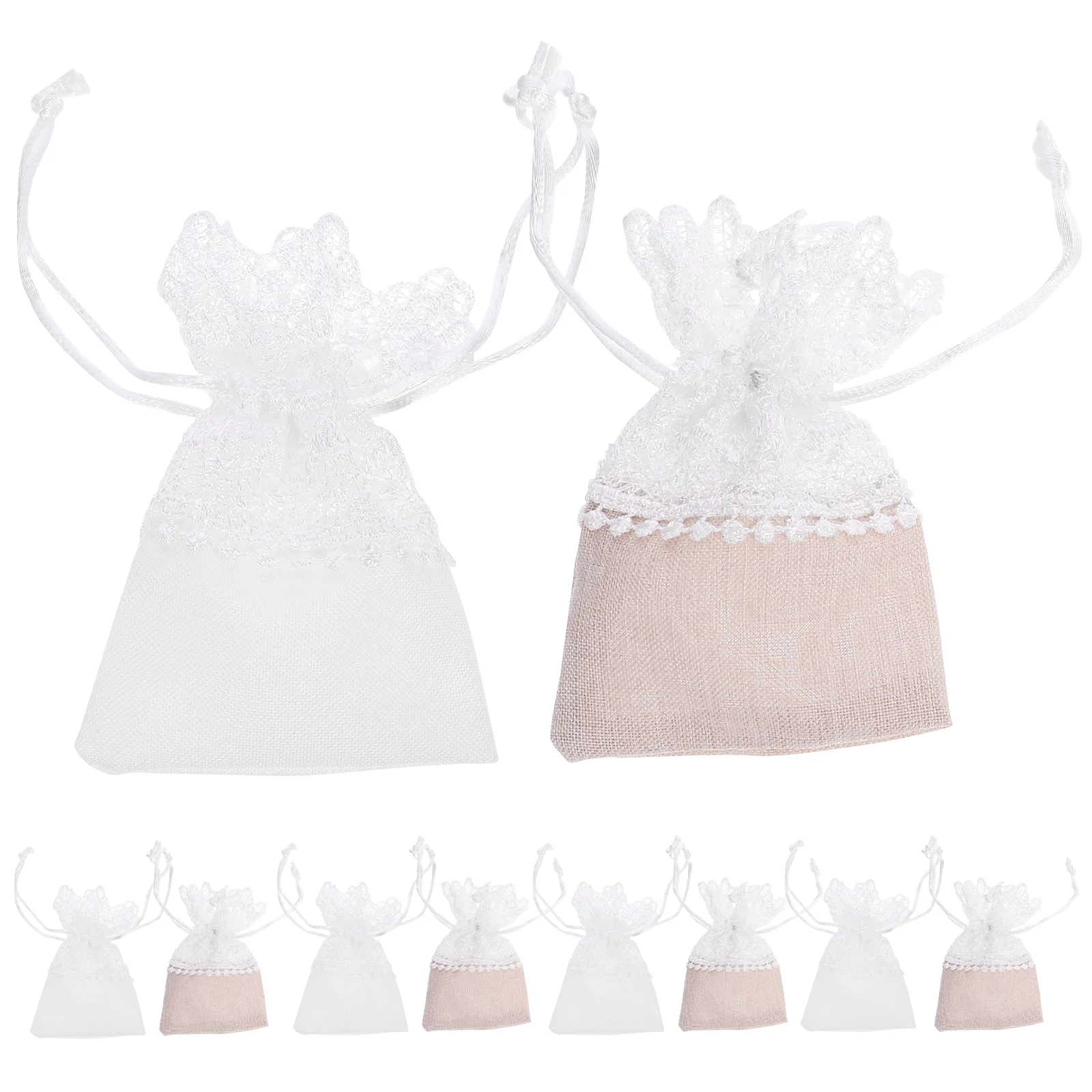 

10pcs Drawstring Lace Drawstring Delicate Jewelery Pouches Wedding Party Candy Bags Travel Storage Bags Christmas Favors