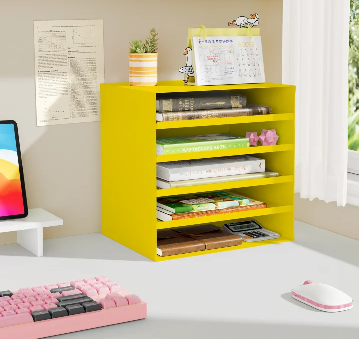 Modern Heavy Duty Metal File Organizer Tray 4-Tier Adjustable Eco-Friendly Desktop Document Sorter Office Desk Storage Rack Bulk