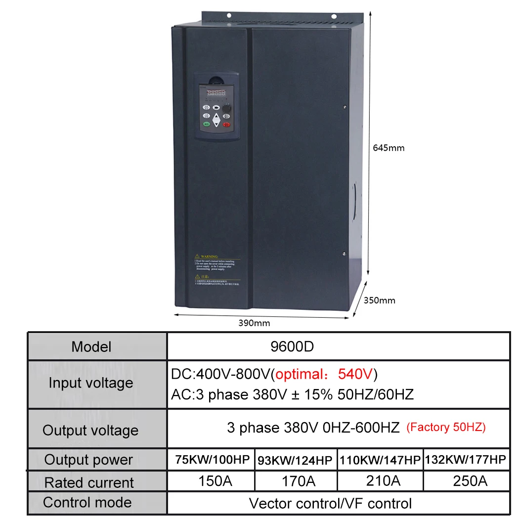 MPPT Solar Water Pump Inverter vfd frequency variator converter 380V 75/93/110/132KW speed drive for solar irrigation system