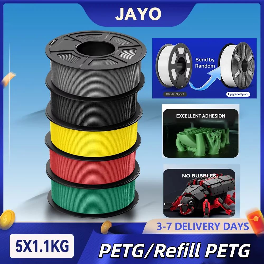 JAYO 5,5KG 3D PETG Druckerfilament 1,75mm 100% Blasenfrei Ungiftig 3D-Druckmaterialien PETG für 99% der 3D FDM Drucker & 3D Stifte