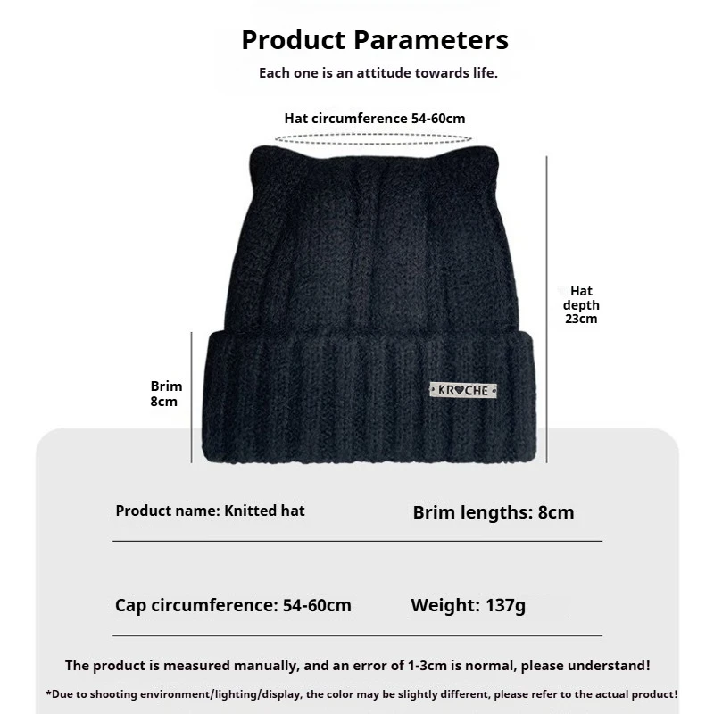 1 قطعة Y2k قبعات كروشيه صغيرة للنساء ، شتاء دافئ يندبروف قبعة جمجمة ريترو مع أذن القط ، مناسبة للعطلات والأنشطة الخارجية