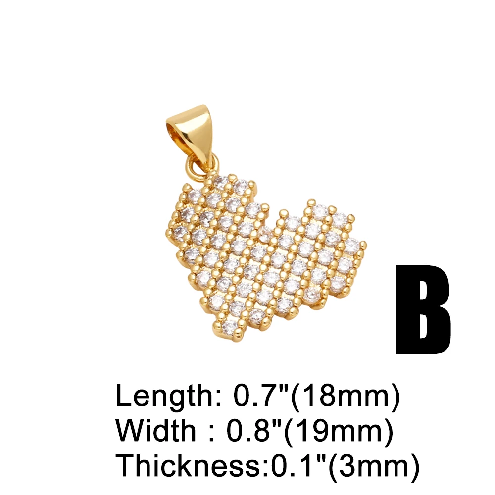 OCESRIO Fashion White Crystal Heart Pendant for Necklaces Copper Gold Plated Crown Star Heart Jewelry Making Supplies pdtb717
