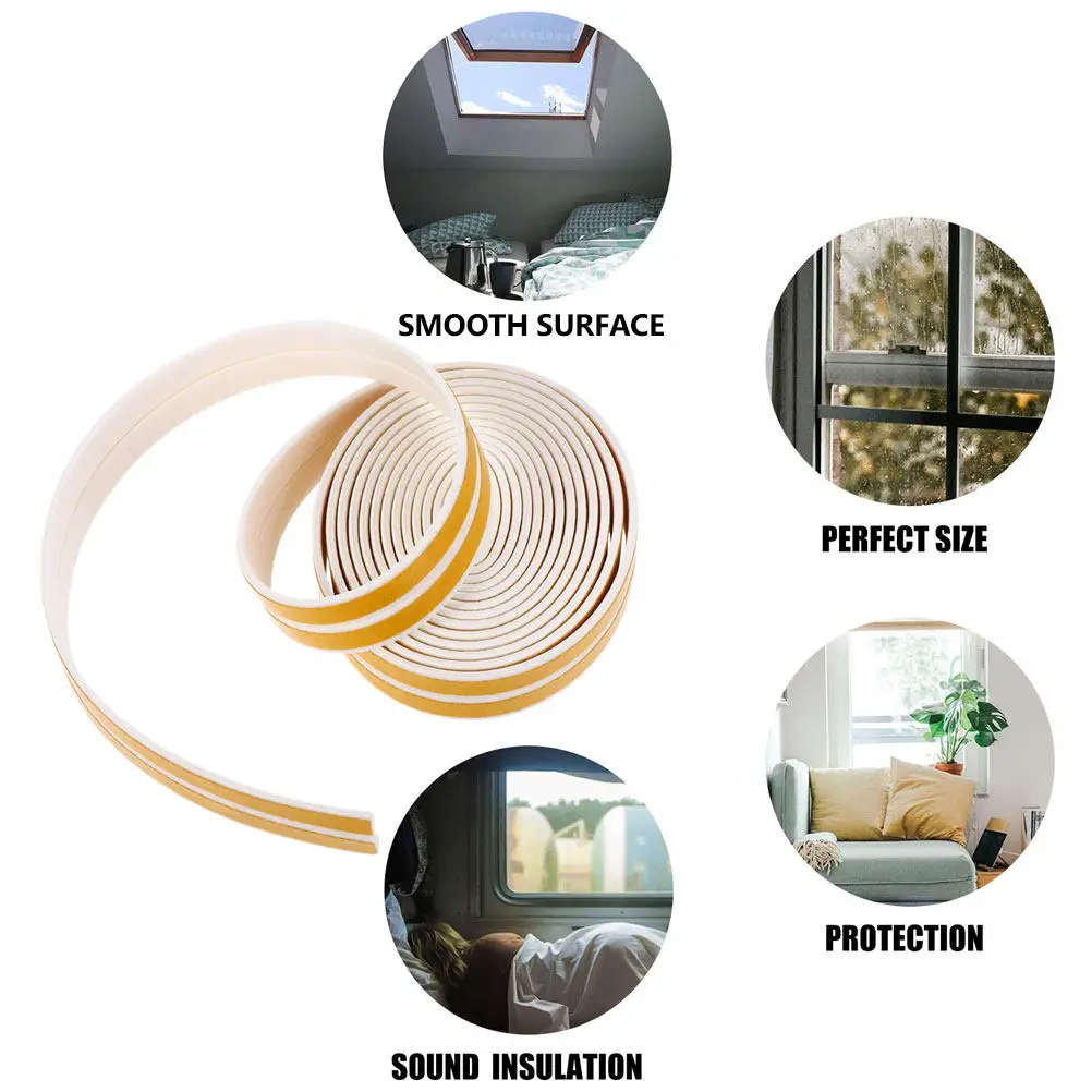 2Pcs Ultra Flexible Epdm Sealing Strip for Doors Windows Self Adhesive Weatherproof Soundproof Draft Stopper Energy Efficient