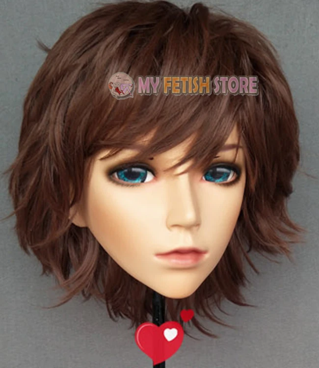 (Chen-03) Junge/Männlich/Mann Harz Halbkopf Kigurumi Crossdress Cosplay Japanische Anime Rolle Maske Mit Augen Und Perücke