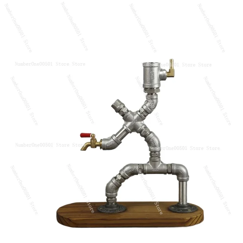 Steampunk Robot Whiskey Stand Industrial Wine Rack Holder Food Grade Stainless Steel Bar Decor Mechanical Art -095