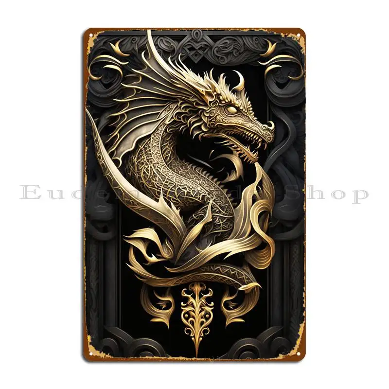 Fabled Dragon Art Deco Metal Plaque Poster Customized Vintage Wall Club Decoration Tin Sign Poster