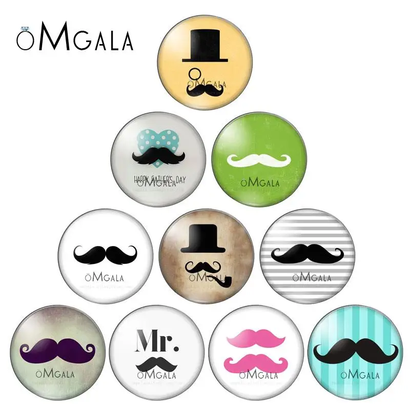 Cartoon Dad Moustache Art Drawing Patterns 12mm/14mm/18mm/20mm/25mm Round photo demo glass cabochon flat back Making findings