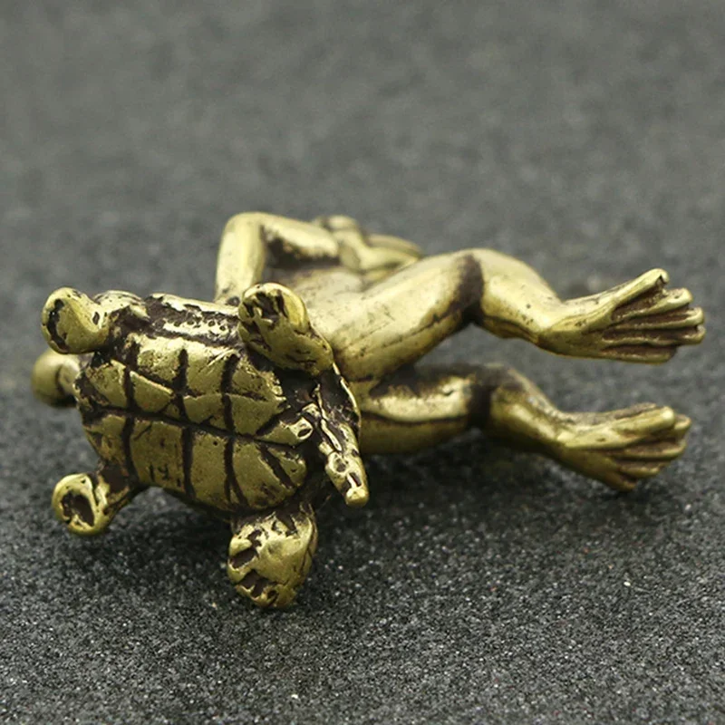 Solid Brass Frog Turtle Figurine Mini Statue Incense Burner Ornament Desk Decor Animal Table Pendant Decoration