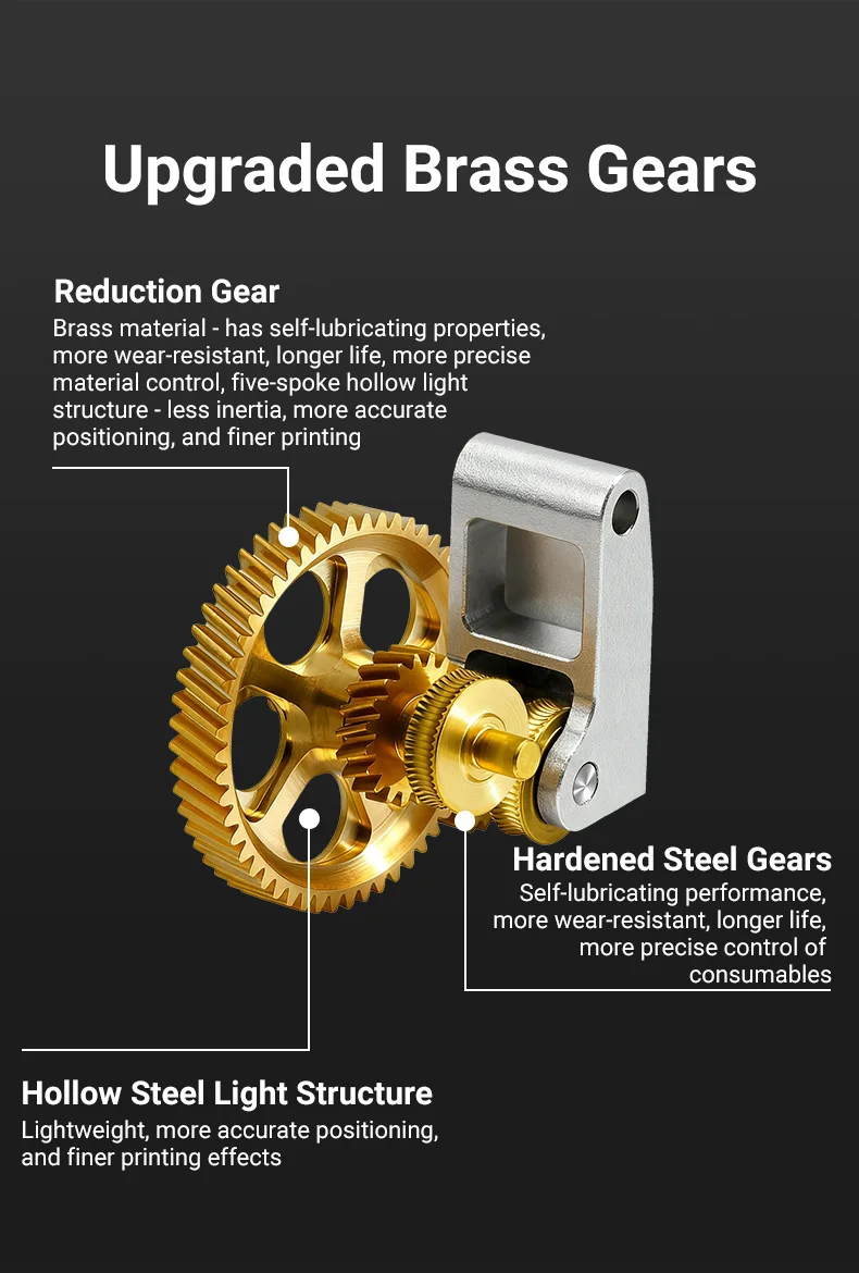 Vollmetall-Extruder-Getriebesatz aus gehärtetem Stahl für Bambu Lab A1 Mini A1 X1 X1C P1P P1S P2S DLC – Nano-beschichtetes Antriebszahnrad-Upgrade – Detail 15