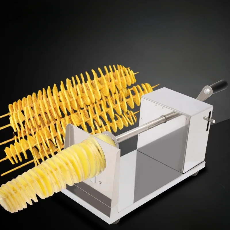 Professional Stainless Steel Manual Spiral Potato Cutter for Street Food Snacks