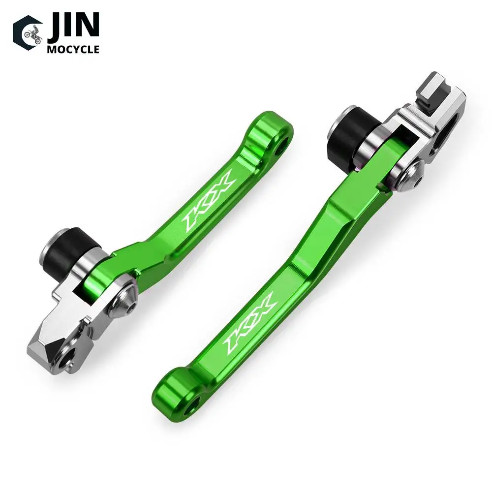 Motorcycle Handle CNC Aluminum Levers For Kawasaki KX65 KX80 KX85 KX125 KX250 Foldable Brake Clutch Lever Dirt Bike Levers Grips