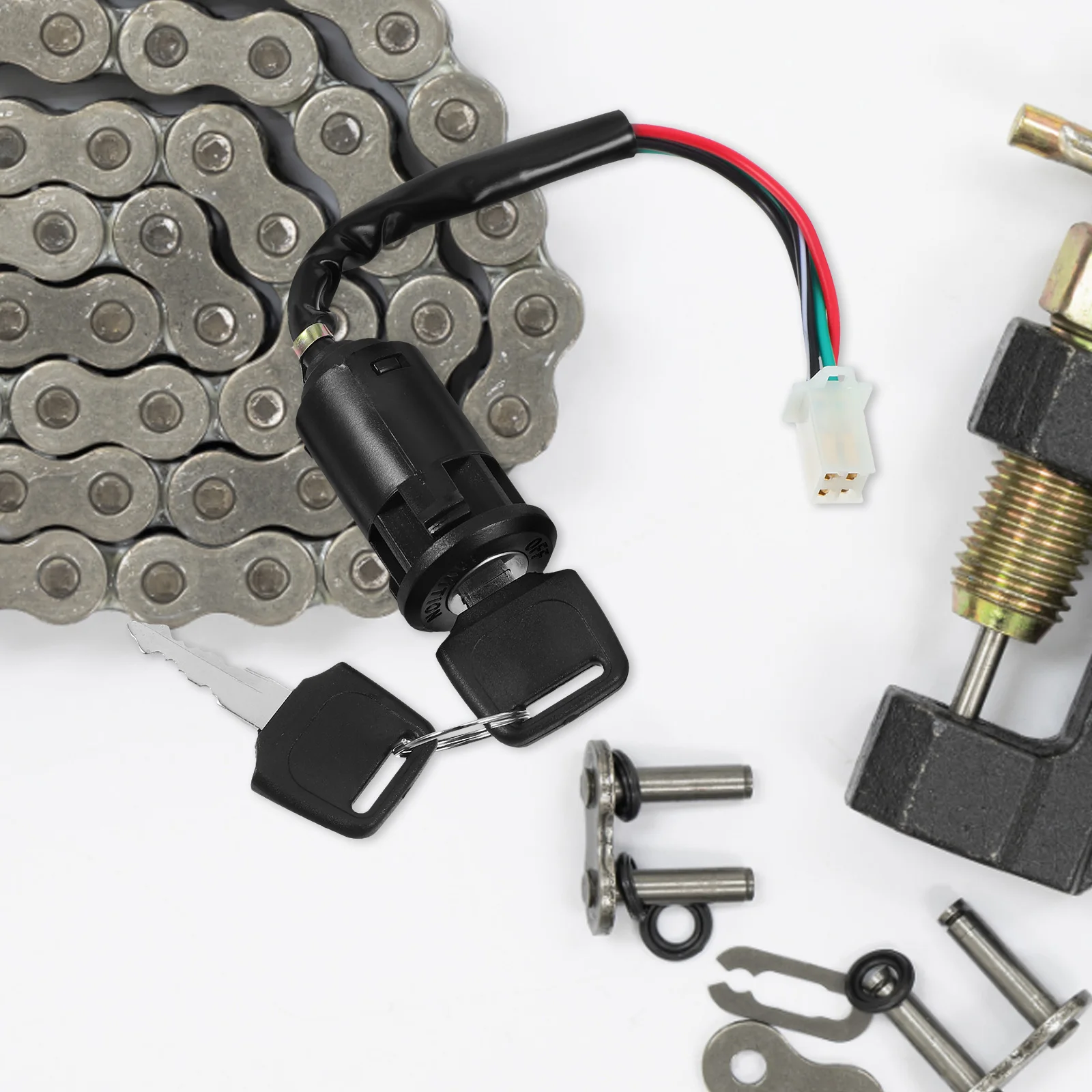 

Ignition Key Switch for ATV Scooter Motorcycle Universal Plastic Metal Parts 50cc 250cc Easy Install Starter Keyed Switch