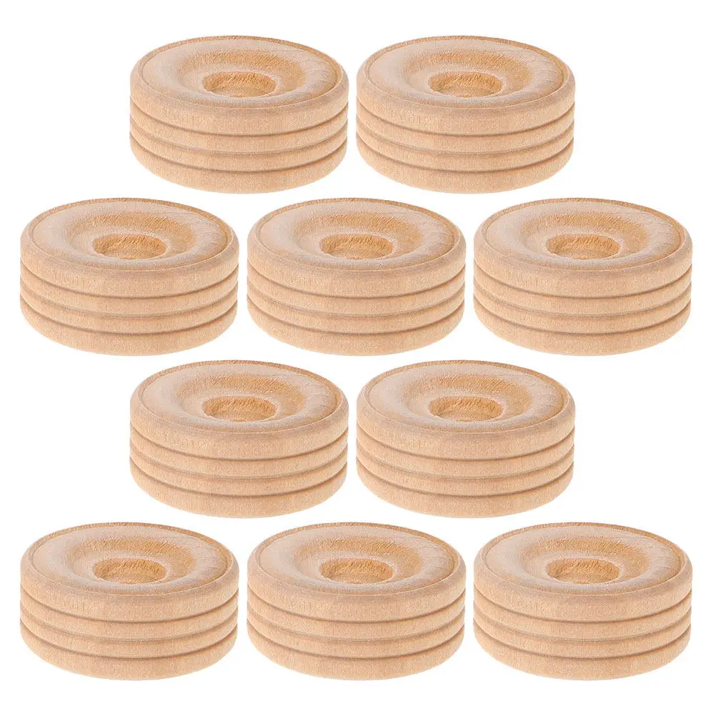 Wooden Wheels 10Pcs Small DIY Craft Parts for Toy Vehicles Creative Learning Motor Skill Development