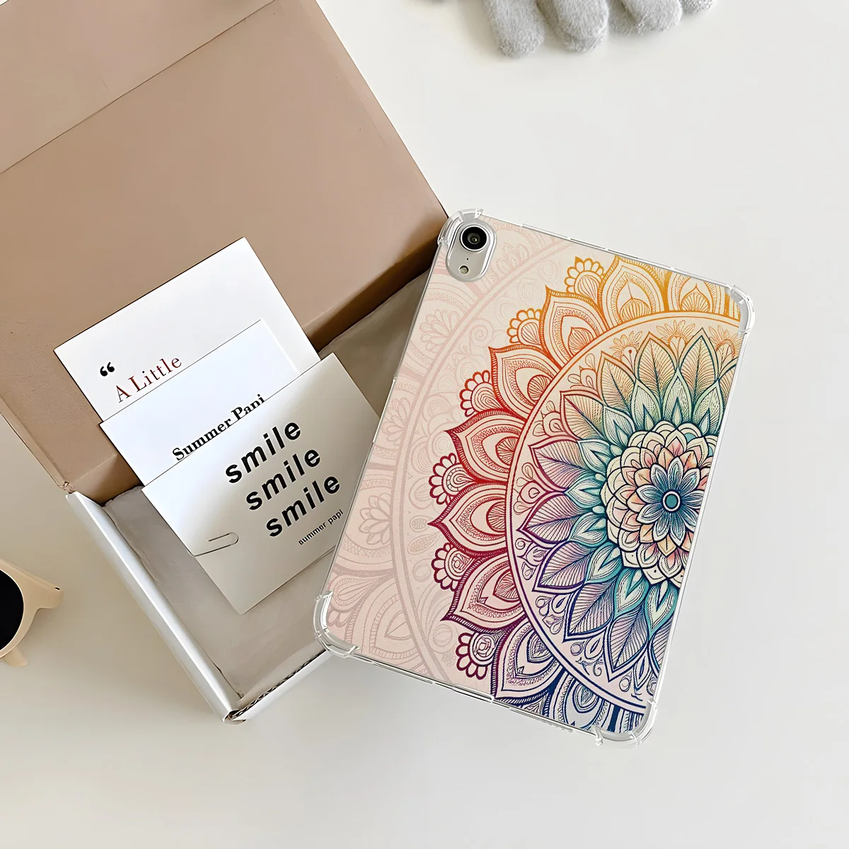 Clear Transparent Tablet Case for Apple iPad Pro 9.7 10.5 12.9 13 Air 3 11 13 mini 5 6 7 Gradient Floral Mandala Print Artistic