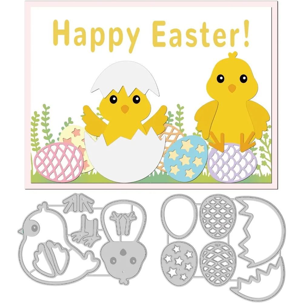 Easter Chick Cutting Dies Easter Egg Carbon Steel Die Cuts for DIY Crafting Embossing Stencil Template for Card Making Kit