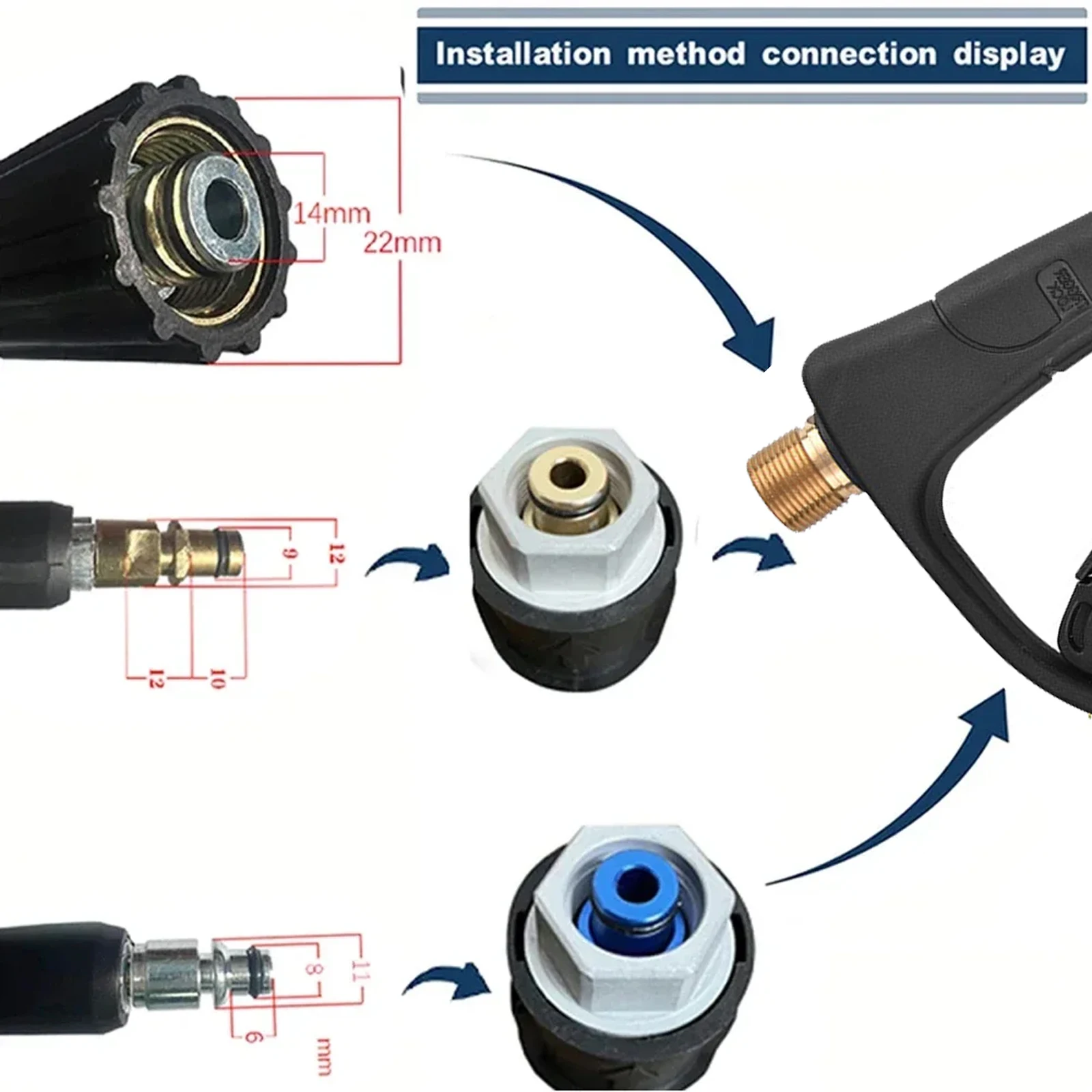 High Pressure Washer Water Gun for Car Cleaning Hose Connector for Karcher Nilfisk Parkside Bosch Lavor Quick Connector Nozzles