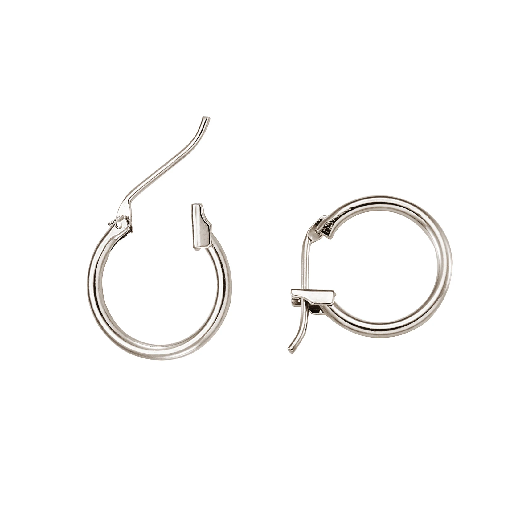 200 Pcs Brass Hoop Earrings, Platinum Color, 14mm/16mm in Diameter, 1.5mm Thick